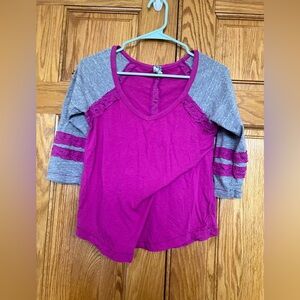 We the Free - Pink and Gray Long Sleeve Top